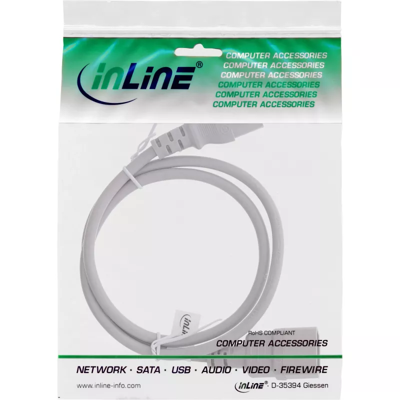 Extensão de cabo de alimentação InLine, C13 / C14, cinzento, 0,5 m