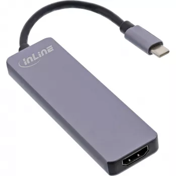 Multihub InLine USB 3.2 Gen.1, 2x USB-A, HDMI 4K/30Hz, leitor de cartões, alumínio, cinzento