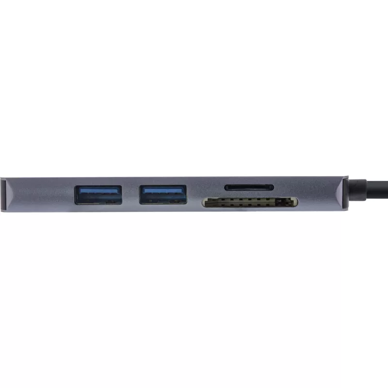 Multihub InLine USB 3.2 Gen.1, 2x USB-A, HDMI 4K/30Hz, leitor de cartões, alumínio, cinzento