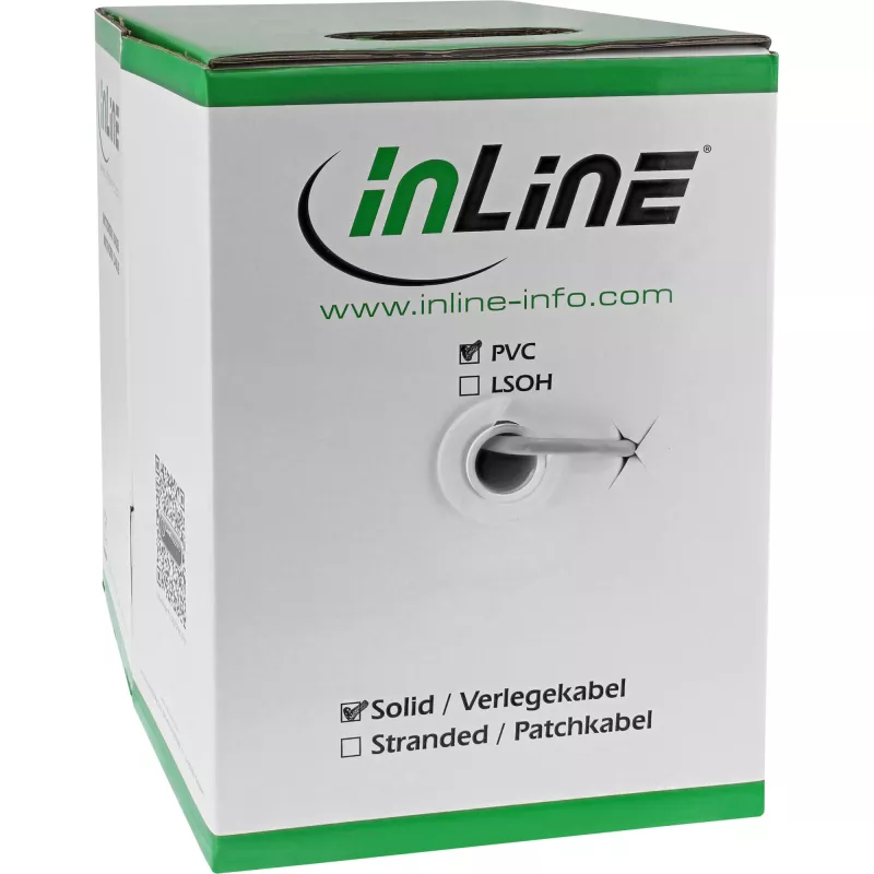 Cabo de instalação maciço InLine F/UTP Cat.5e AWG24 CCA PVC 100 m