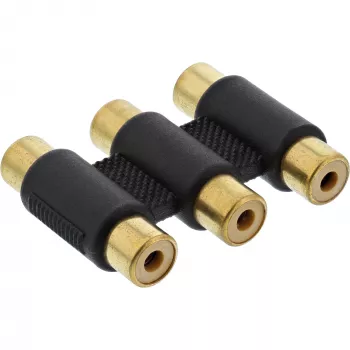 Adaptador de áudio InLine 3x conector fêmea RCA/fêmea dourado 99319