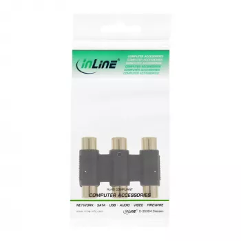 Adaptador de áudio InLine 3x conector fêmea RCA/fêmea dourado 99319