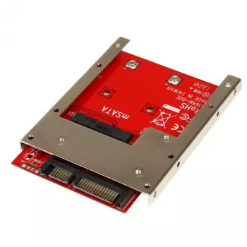 StarTech.com SAT32MSAT257 adaptador/conversor de SSD mSATA para SATA de 2,5 polegadas, SATA de 22 pinos, 6 Gbit/s, CE, preto/vermelho/prateado