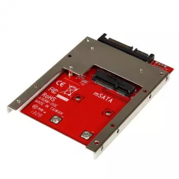 StarTech.com SAT32MSAT257 adaptador/conversor de SSD mSATA para SATA de 2,5 polegadas, SATA de 22 pinos, 6 Gbit/s, CE, preto/vermelho/prateado