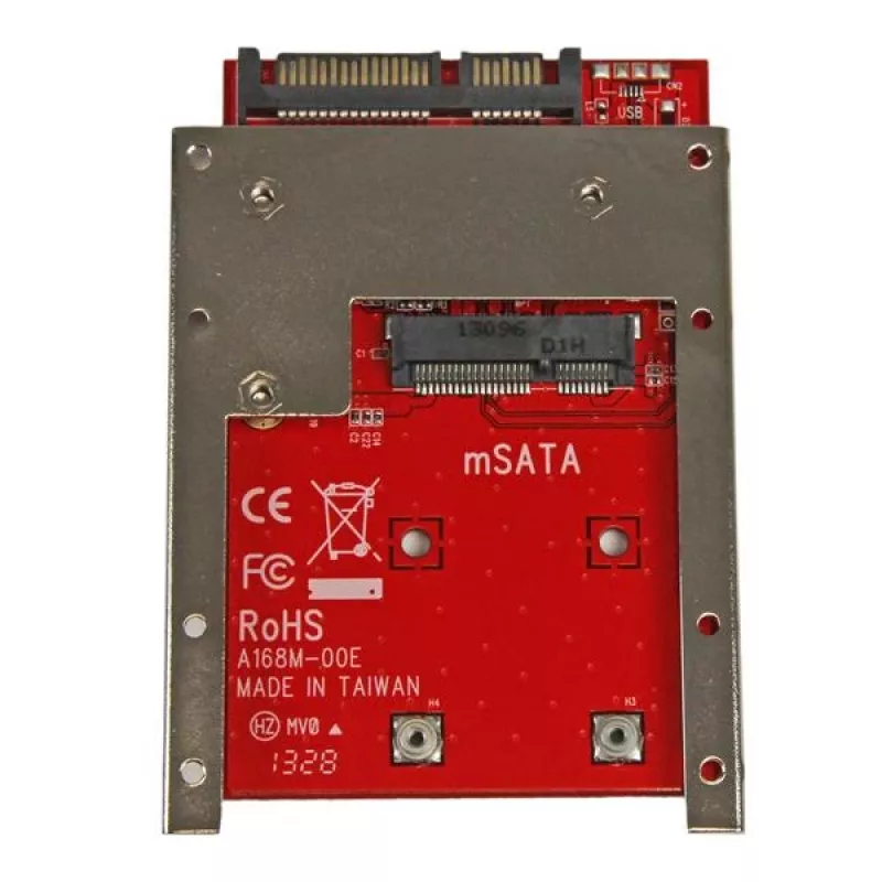 StarTech.com SAT32MSAT257 adaptador / conversor de SSD mSATA para SATA de 2,5 polegadas, SATA de 22 pinos, 6 Gbit/s, preto, vermelho, prateado