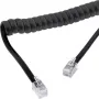 Cabo espiral para telefone InLine, RJ10 4P4C M/M, preto, máx. 4 m