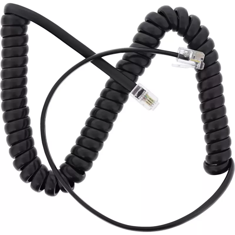 Cabo espiral para telefone InLine, RJ10 4P4C M/M, preto, máx. 2 m