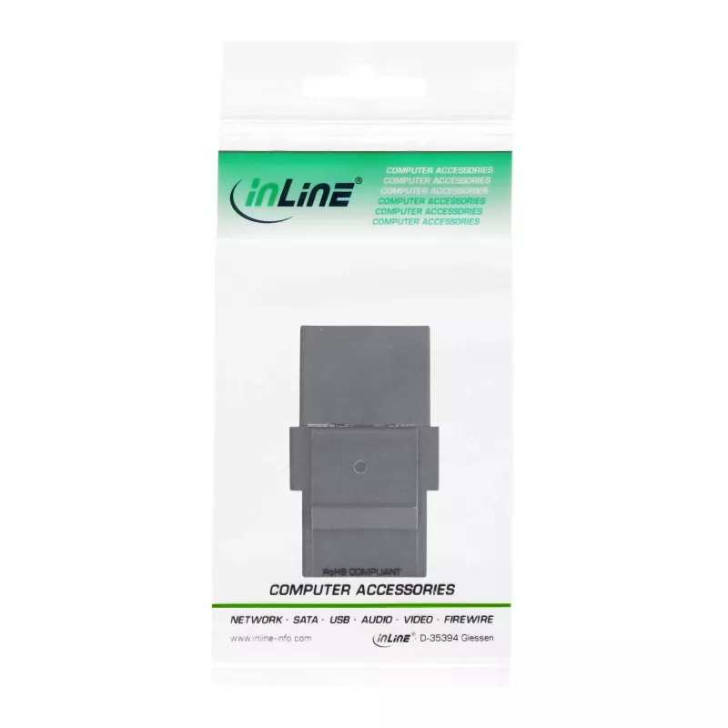 Módulo encaixável USB 3.1 InLine, conector USB-C fêmea/fêmea, caixa preta