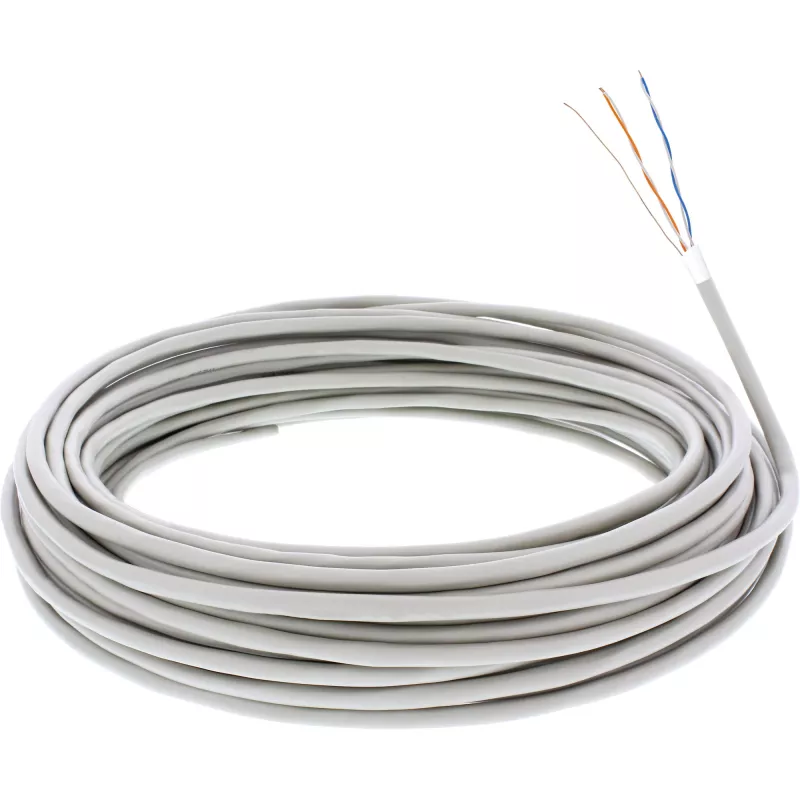 Cabo de instalação telefónica InLine 4 fios maciços 2x2x0,6 mm blindado 100 m