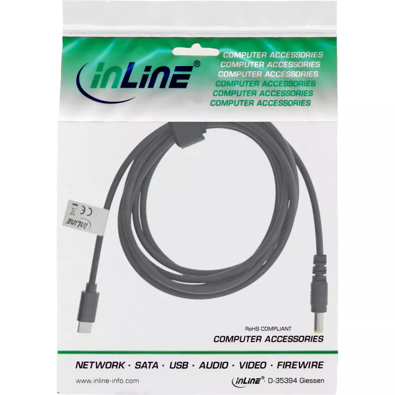 Cabo de carregamento InLine USB-C para portátil ASUS/Lenovo (redondo), 2 m