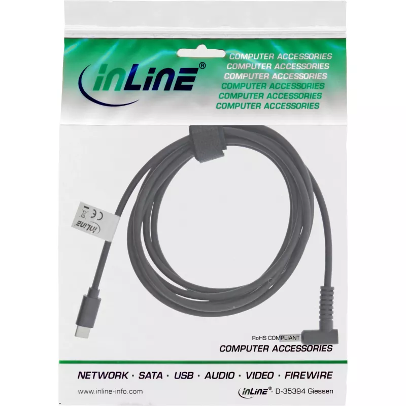 Cabo de carregamento InLine USB-C para portátil HP (redondo/pequeno), 2 m