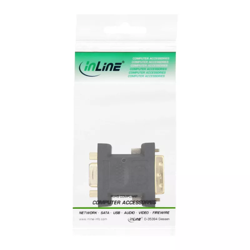 Adaptador DVI-A InLine DVI 12+5 macho para VGA 15HD fêmea dourado