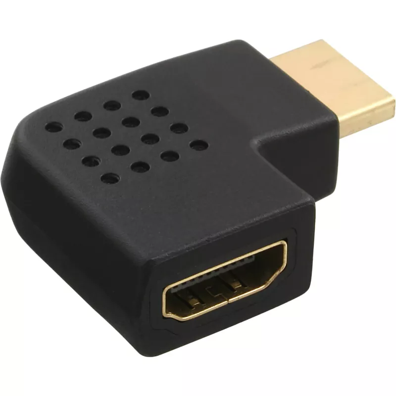Adaptador HDMI InLine macho fêmea angular lateralmente para a esquerda dourado 17600S