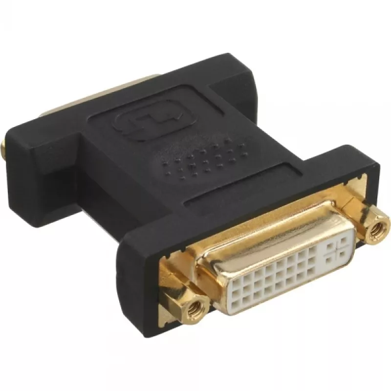 Adaptador DVI-I InLine Digital + Analógico 24+5 fêmea / fêmea preto dourado
