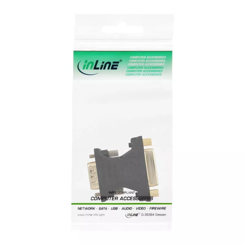 Adaptador DVI-A InLine DVI 24+5 fêmea / HD15 macho com banho de ouro