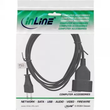 Extensão de corrente InLine ficha Type-C macho/fêmea, preta, 3m