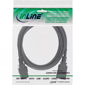 Cabo de alimentação InLine C19 / C20 3 polos IEC macho / fêmea preto 3 m