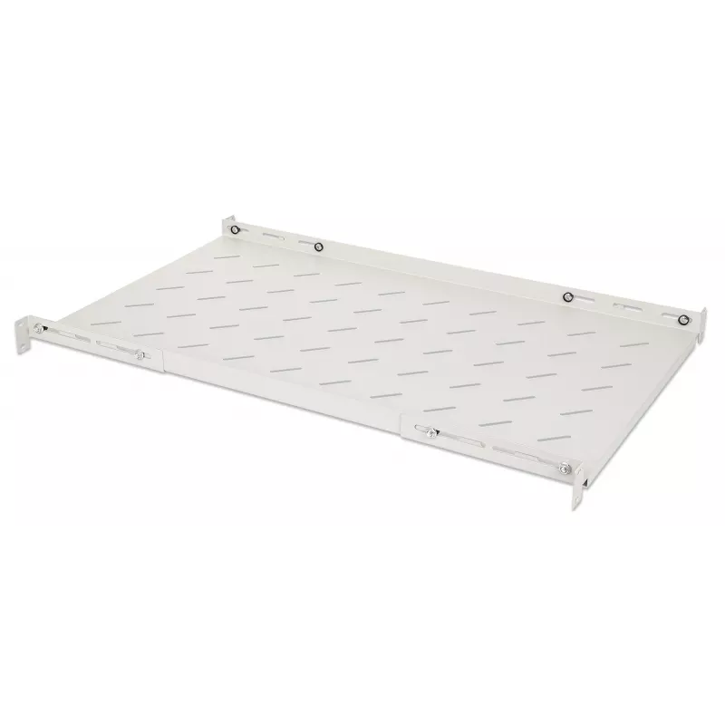 Prateleira fixa Intellinet 19 polegadas (ajustável), 1U, profundidade da prateleira 750 mm, profundidade das calhas ajustável de 750 a 950 mm, máx. 20 kg, cinzento, garantia vitalícia
