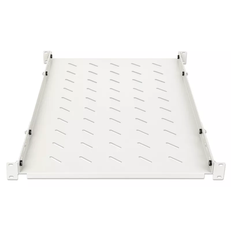 Prateleira fixa Intellinet 19 polegadas (ajustável), 1U, profundidade da prateleira 750 mm, profundidade das calhas ajustável de 750 a 950 mm, máx. 20 kg, cinzento, garantia vitalícia
