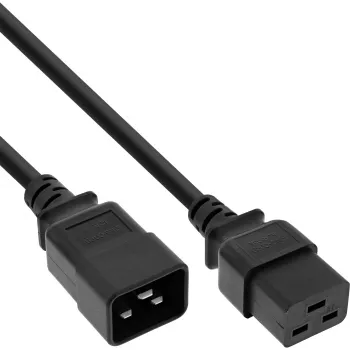 Cabo de alimentação InLine C19 / C20 3 polos IEC macho / fêmea preto 5m