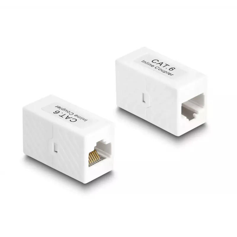 Delock 88133 adaptador RJ45 fêmea para RJ45 fêmea, Cat.6 UTP, branco