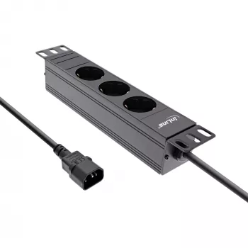 Régua de tomadas 10 polegadas InLine 3 tomadas Schuko ligação C14 3 tomadas AC 10 A
