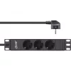 Régua de tomadas 10 polegadas InLine, 3 tomadas Schuko, sem interruptor, 2m, preto