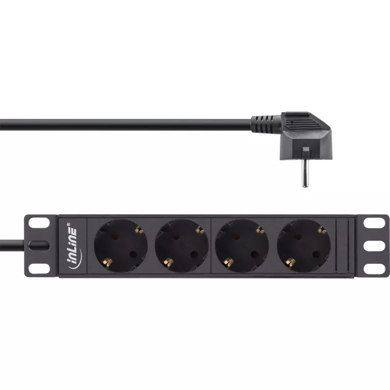 PDU 10 polegadas InLine, 4 tomadas Schuko, sem interruptor, 2 m, preto