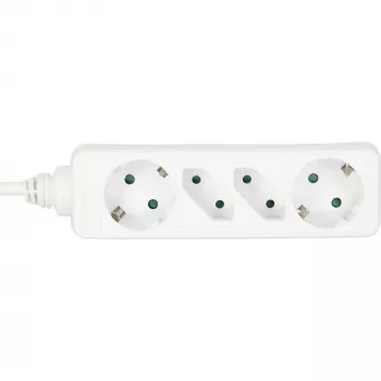 Régua de tomadas InLine, 4 tomadas, 2x CEE7/3 + 2x Euro CEE 7/16, branco, 3m