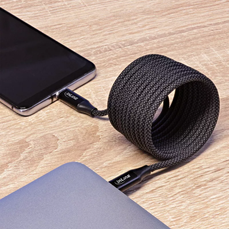Cabo USB-C magnético InLine, USB-C macho/macho, 100W, preto, 1,5m