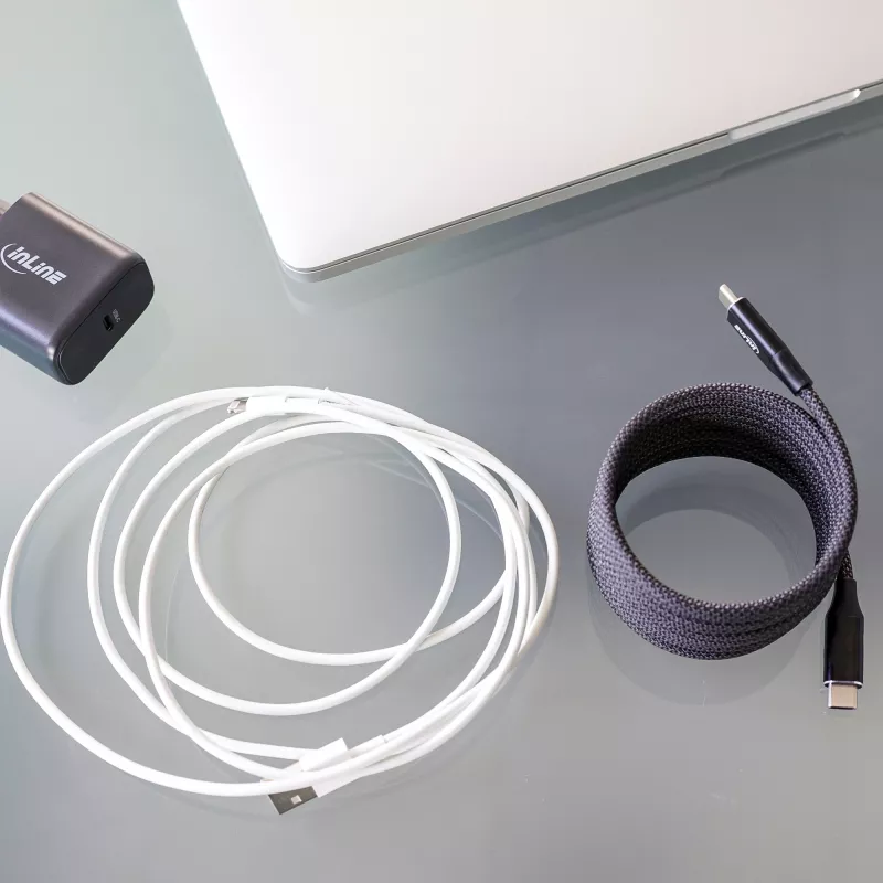 Cabo USB-C magnético InLine, USB-C macho/macho, 100W, preto, 1,5m