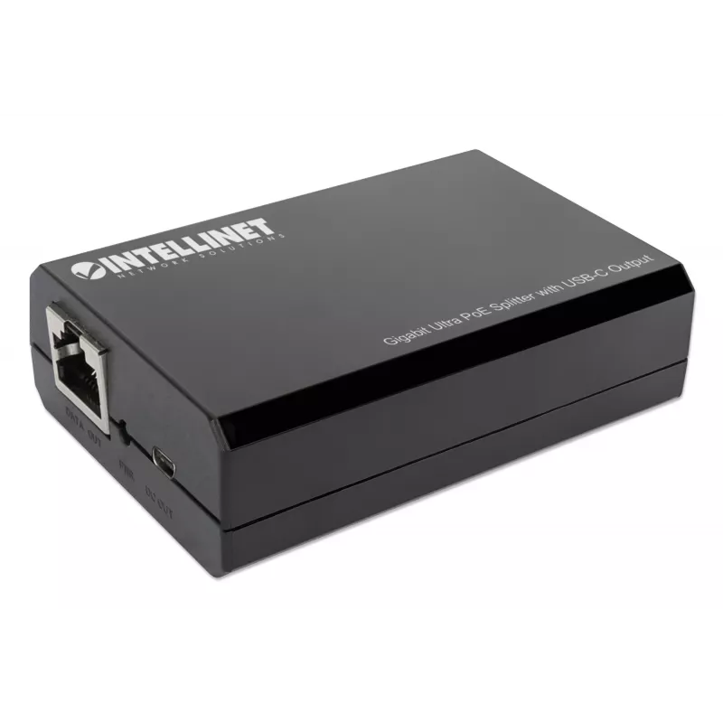 Splitter PoE Intellinet com saída USB-C, PoE++ / 4PPoE, Gigabit Ultra, IEEE 802.3bt, portas de entrada e saída RJ45, saída USB-C até 45 W