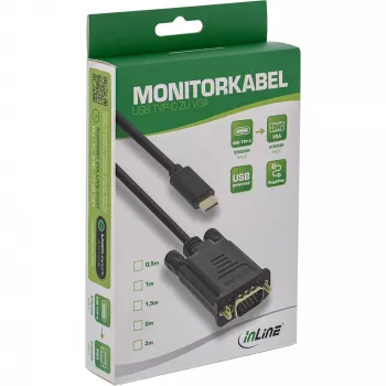 Cabo de ecrã USB InLine, USB-C macho / VGA macho (DP Alt Mode), preto, 2 m