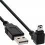InLine ficha USB Type-A macho / ficha Mini-USB macho 5 pinos angular para baixo 90° preto 1 m