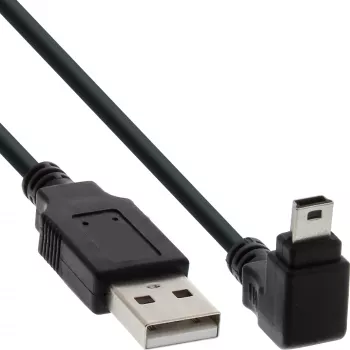 InLine ficha USB Type-A macho / ficha Mini-USB macho 5 pinos angular 90° preto 2 m