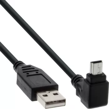 Ficha USB Type-A macho / ficha Mini 5 pinos macho angular 90° preto 1 m InLine 34110