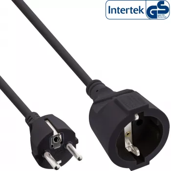 Cabo de extensão InLine 15 m, preto, ficha de rede tipo F, proteção para crianças