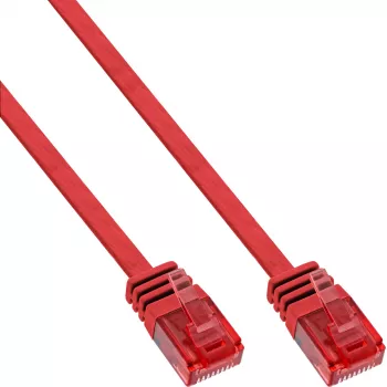 InLine cabo de rede plano ultraslim U/UTP Cat.6 compatível com Gigabit vermelho 1,5 m