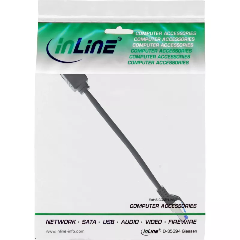 InLine extensão de cabo de rede, proteção RJ45, S/FTP (PiMf), Cat.6A, 0,2 m
