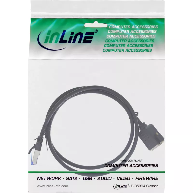 InLine cabo de rede extensão integrada, S/FTP (PiMf), Cat.6A, LSZH, cobre, 2 m