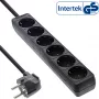 Régua de tomadas InLine, 6 tomadas Schuko CEE 7/3, preta, 1,5 m