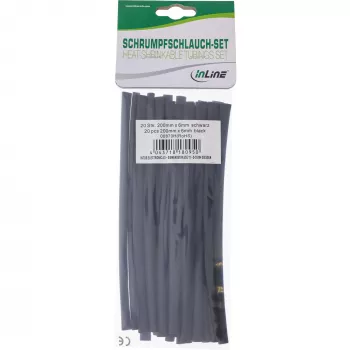 Termorretrátil InLine 200 mm de comprimento, 6 mm para 3 mm de diâmetro, 20 unid., preto