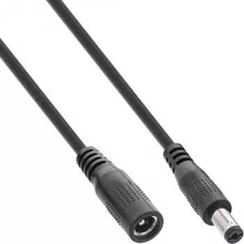 Cabo de extensão DC InLine, ficha macho/fêmea DC 5,5x2,1mm, preto, 5m