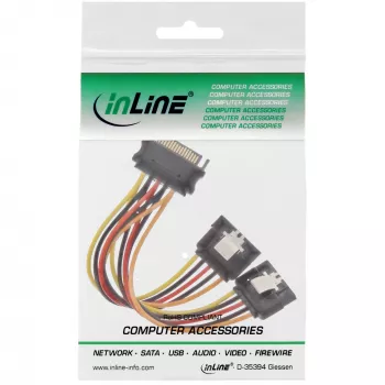 Cabo de alimentação SATA em Y InLine conector fêmea / 2x conector macho com bloqueio de segurança, 0,30 m