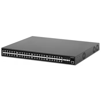 Switch gerido Intellinet 48 portas Gigabit Ethernet PoE+ Layer 2+ com seis uplinks 10G SFP+ compatível com IEEE 802.3at/af (PoE+/PoE), orçamento PoE de 450 W, Layer 2+/Layer 3 Lite, 6 x 10G SFP+ abertos