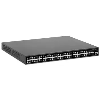 Switch gerido Intellinet 48 portas Gigabit Ethernet PoE+ Layer 2+ com seis uplinks 10G SFP+ compatível com IEEE 802.3at/af (PoE+/PoE), orçamento PoE de 450 W, Layer 2+/Layer 3 Lite, 6 x 10G SFP+ abertos