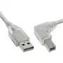 Cabo USB 2.0 InLine em ângulo reto conector macho Tipo A / conector macho B transparente 0,5 m