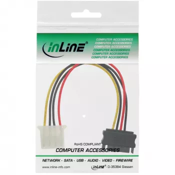 Cabo adaptador de alimentação SATA conector fêmea de 15 pinos / conector macho de 4 pinos 0,15 m InLine 29669