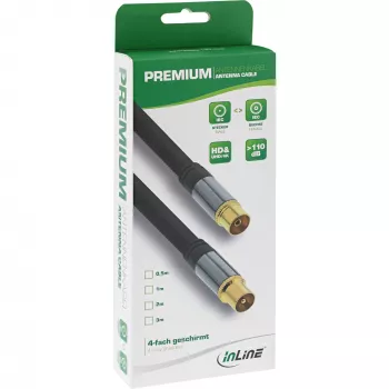 Cabo de antena InLine Premium 69203P 4 vezes blindado >110 dB preto 3 m
