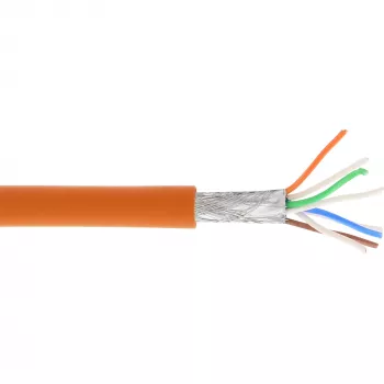 Cabo de rede InLine S/FTP PiMF Cat.6A sem halogéneos 500 MHz laranja 100 m